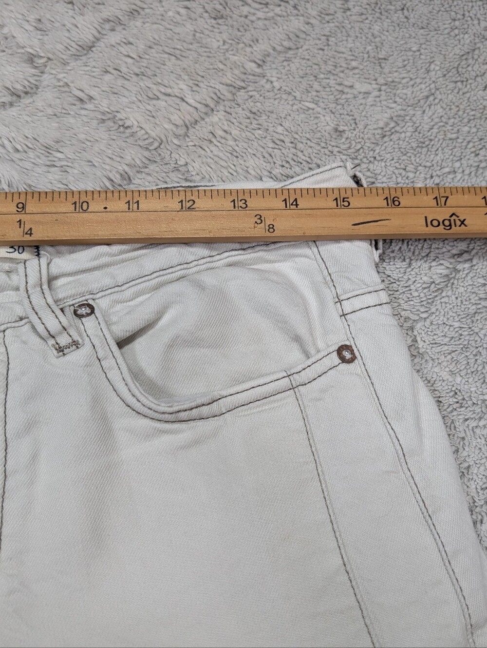 Free People Jeans Womens 30 White Cream Old West Slouchy High Rise Wide Leg - Picture 5 of 10
